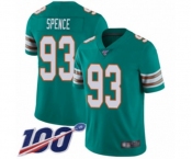 Youth Miami Dolphins #93 Akeem Spence Aqua Green Alternate Vapor Untouchable Limited Player 100th Season Football Jersey