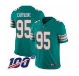 Youth Miami Dolphins #95 Tank Carradine Aqua Green Alternate Vapor Untouchable Limited Player 100th Season Football Jersey