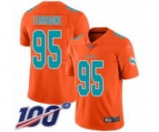 Youth Miami Dolphins #95 Tank Carradine Limited Orange Inverted Legend 100th Season Football Jersey