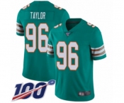 Youth Miami Dolphins #96 Vincent Taylor Aqua Green Alternate Vapor Untouchable Limited Player 100th Season Football Jersey