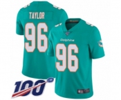 Youth Miami Dolphins #96 Vincent Taylor Aqua Green Team Color Vapor Untouchable Limited Player 100th Season Football Jersey
