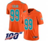 Youth Miami Dolphins #99 Jason Taylor Limited Orange Inverted Legend 100th Season Football Jersey