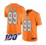 Youth Miami Dolphins #99 Jason Taylor Limited Orange Rush Vapor Untouchable 100th Season Football Jersey