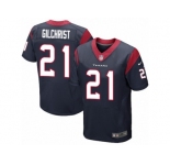 Men Nike Houston Texans #21 Marcus Gilchrist Elite Navy Blue Team Color NFL Jersey