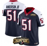 Men Houston Texans #51 Will Anderson Jr Navy White 2023 F U S E AFC South Champions Patch Limited Stitched Football Jersey