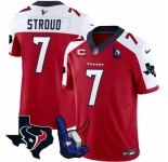 Men Houston Texans #7 C J Stroud Red White 2023 F U S E With 1 Star C And Hand Sign Throwing Up The H Patch Vapor Untouchable Limited Stitched Football Je