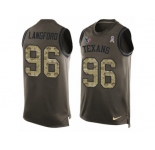 Men Nike Houston Texans #96 Kendall Langford Limited Green Salute to Service Tank Top NFL Jersey
