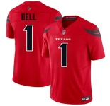 Men's Houston Texans #1 Tank Dell Red 2024 Alternate Vapor F.U.S.E. Limited Football Stitched Jersey