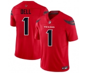 Men's Houston Texans #1 Tank Dell Red 2024 Alternate Vapor F.U.S.E. Limited Football Stitched Jersey