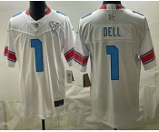 Men's Houston Texans #1 Tank Dell White 2026 FUSE Rivalries Collection Limited Stitched Jersey