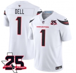 Men's Houston Texans #1 Tank Dell White 2026 F.U.S.E. With 25th Anniversary Patch Limited Football Stitched Jersey