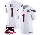 Men's Houston Texans #1 Tank Dell White 2026 F.U.S.E. With 25th Anniversary Patch Limited Football Stitched Jersey