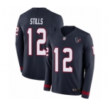 Men's Houston Texans #12 Kenny Stills Limited Navy Blue Therma Long Sleeve Football Jersey