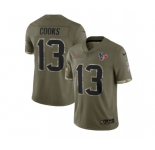 Men's Houston Texans #13 Brandin Cooks 2022 Olive Salute To Service Limited Stitched Jersey