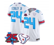 Men's Houston Texans #24 Derek Stingley Jr. White 2026 F.U.S.E. Rivalries Collection With 25th Anniversary Patch Limited Football Stitched Jersey