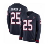 Men's Houston Texans #25 Duke Johnson Jr Limited Navy Blue Therma Long Sleeve Football Jersey