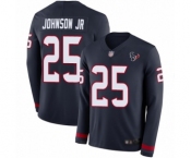 Men's Houston Texans #25 Duke Johnson Jr Limited Navy Blue Therma Long Sleeve Football Jersey