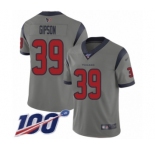 Men's Houston Texans #39 Tashaun Gipson Limited Gray Inverted Legend 100th Season Football Jersey