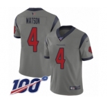Men's Houston Texans #4 Deshaun Watson Limited Gray Inverted Legend 100th Season Football Jersey