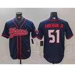 Men's Houston Texans #51 Will Anderson Jr. Navy With Patch Cool Base Stitched Baseball Jersey