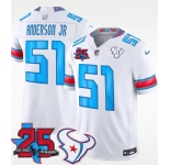 Men's Houston Texans #51 Will Anderson Jr. White 2026 F.U.S.E. Rivalries Collection With 25th Anniversary Patch Limited Football Stitched Jersey