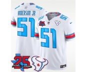 Men's Houston Texans #51 Will Anderson Jr. White 2026 F.U.S.E. Rivalries Collection With 25th Anniversary Patch Limited Football Stitched Jersey