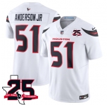 Men's Houston Texans #51 Will Anderson Jr. White 2026 F.U.S.E. With 25th Anniversary Patch Limited Football Stitched Jersey
