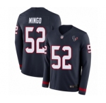 Men's Houston Texans #52 Barkevious Mingo Limited Navy Blue Therma Long Sleeve Football Jersey