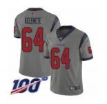 Men's Houston Texans #64 Senio Kelemete Limited Gray Inverted Legend 100th Season Football Jersey