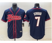 Men's Houston Texans #7 C.J. Stroud Navy With Patch Cool Base Stitched Baseball Jersey