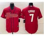 Men's Houston Texans #7 CJ Stroud Red With Patch Cool Base Stitched Baseball Jersey