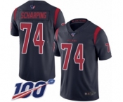 Men's Houston Texans #74 Max Scharping Limited Navy Blue Rush Vapor Untouchable 100th Season Football Jersey