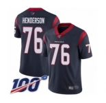 Men's Houston Texans #76 Seantrel Henderson Navy Blue Team Color Vapor Untouchable Limited Player 100th Season Football Jersey