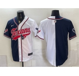 Men's Houston Texans Blank Navy White Split With Patch Cool Base Stitched Baseball Jersey
