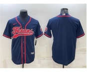 Men's Houston Texans Blank Navy With Patch Cool Base Stitched Baseball Jersey