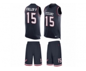Men's Nike Houston Texans #15 Will Fuller V Limited Navy Blue Tank Top Suit NFL Jersey
