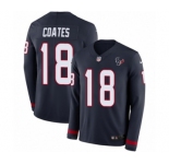 Men's Nike Houston Texans #18 Sammie Coates Limited Navy Blue Therma Long Sleeve NFL Jersey