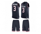 Men's Nike Houston Texans #3 Tom Savage Limited Navy Blue Tank Top Suit NFL Jersey