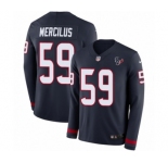 Men's Nike Houston Texans #59 Whitney Mercilus Limited Navy Blue Therma Long Sleeve NFL Jersey