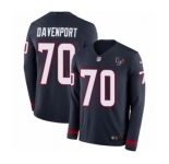 Men's Nike Houston Texans #70 Julien Davenport Limited Navy Blue Therma Long Sleeve NFL Jersey