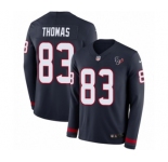 Men's Nike Houston Texans #83 Jordan Thomas Limited Navy Blue Therma Long Sleeve NFL Jersey