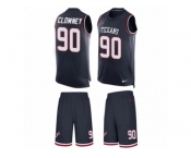 Men's Nike Houston Texans #90 Jadeveon Clowney Limited Navy Blue Tank Top Suit NFL Jersey