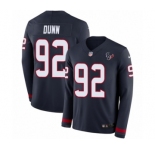 Men's Nike Houston Texans #92 Brandon Dunn Limited Navy Blue Therma Long Sleeve NFL Jersey