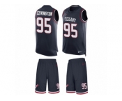 Men's Nike Houston Texans #95 Christian Covington Limited Navy Blue Tank Top Suit NFL Jersey