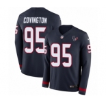 Men's Nike Houston Texans #95 Christian Covington Limited Navy Blue Therma Long Sleeve NFL Jersey