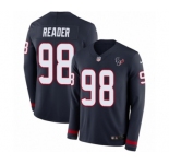 Men's Nike Houston Texans #98 D.J. Reader Limited Navy Blue Therma Long Sleeve NFL Jersey