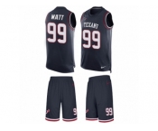 Men's Nike Houston Texans #99 J.J. Watt Limited Navy Blue Tank Top Suit NFL Jersey