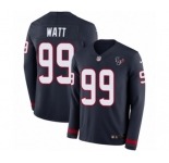 Men's Nike Houston Texans #99 J.J. Watt Limited Navy Blue Therma Long Sleeve NFL Jersey