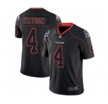 Men's Texans #4 Deshaun Watson NFL 2018 Lights Out Black Color Rush Limited Jersey