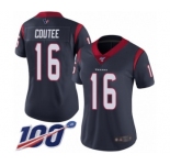 Women's Houston Texans #16 Keke Coutee Navy Blue Team Color Vapor Untouchable Limited Player 100th Season Football Jersey